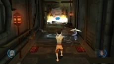 Review Avatar: De Legende van Aang - De Vuurmeester: Geholpen door je huisdier Momo kun je met water het vuur doven met de B-knop.