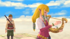 Review The Legend of Zelda: Skyward Sword: Link en Zelda samen op de Goddess Statue tijdens de ceremonie.