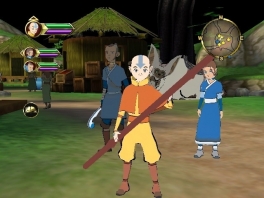 Speel als Aang, Katara, Sokka en Haru! (die op dit moment even een kleine boodschap doet...)