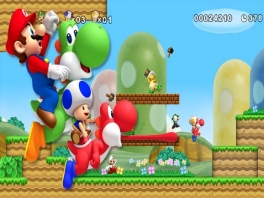 Speel met vier met deze personages: Mario, Luigi, Blue Toad en Yellow Toad!