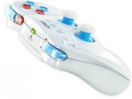 Rood, blauw en wit; een stuk vrolijker dan de normale <a href = https://www.mariowii.nl/wii_spel_info.php?Nintendo=Classic_Controller>Classic Controller</a> is hij wel!