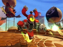 De Skylander "Magna Charge" van het "Tech" element activeert zijn laser.